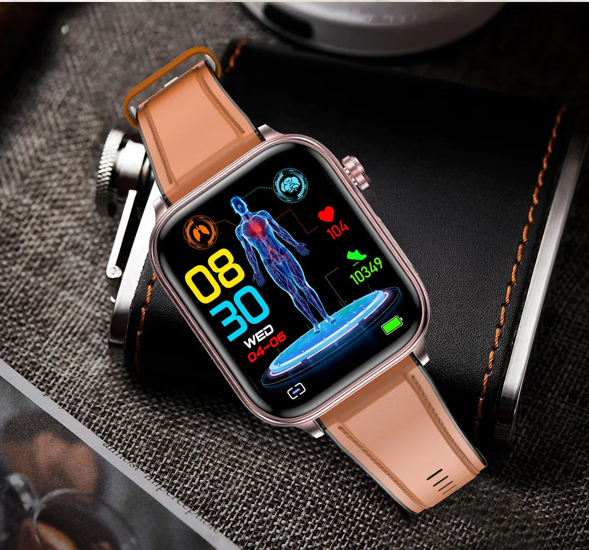 2024New AI Medical Diagnosis Blood Lipids Uric Acid Blood Glucose Smart Watch Men ECG+PPG Voice Bluetooth Call Health Smartwatch