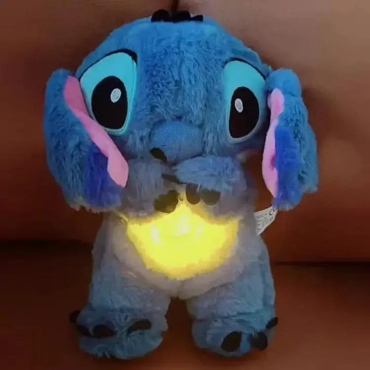 Stitch Plush Doll Breathing Light Child Soothes Toys Pink Angel Anime Cute Baby Music Light Sleep Kid Christmas Birthday Gifts