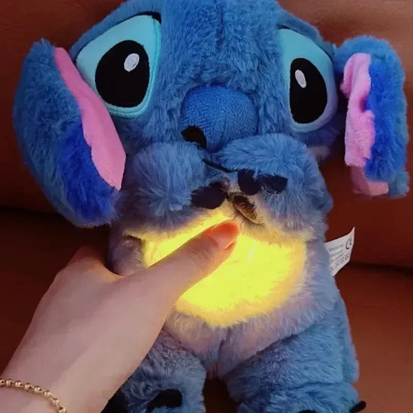 Stitch Plush Doll Breathing Light Child Soothes Toys Pink Angel Anime Cute Baby Music Light Sleep Kid Christmas Birthday Gifts