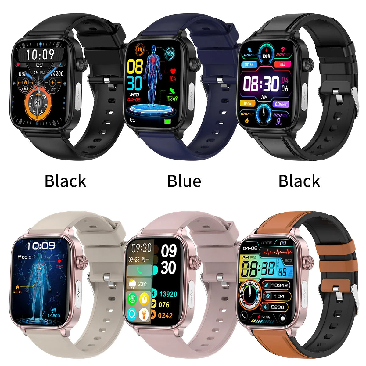 2024New AI Medical Diagnosis Blood Lipids Uric Acid Blood Glucose Smart Watch Men ECG+PPG Voice Bluetooth Call Health Smartwatch