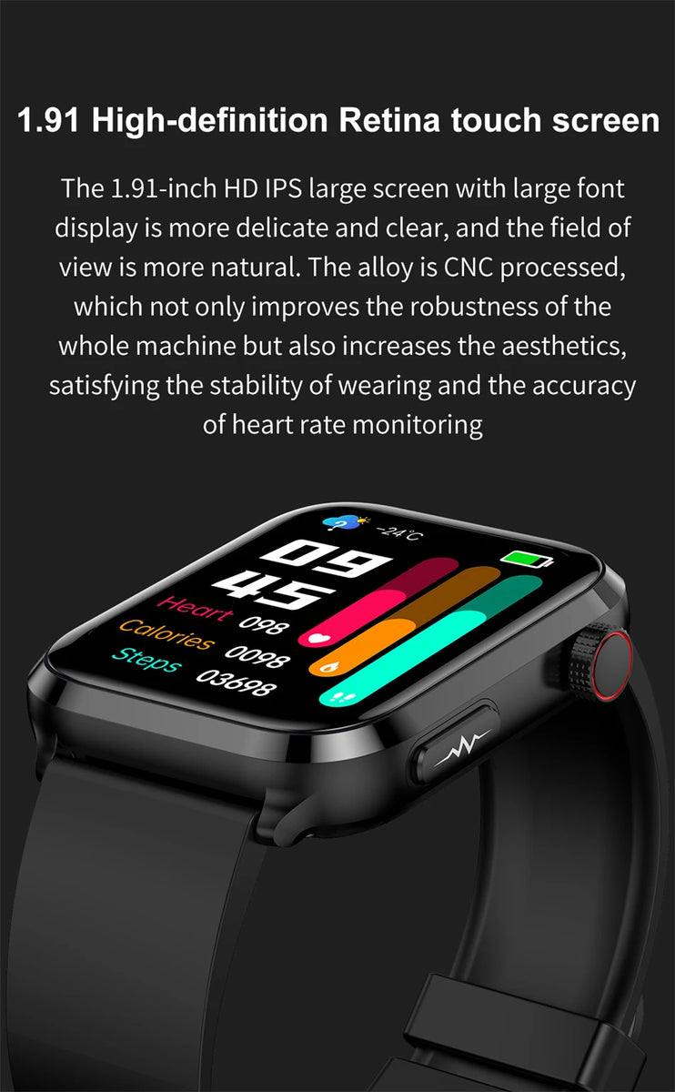 2024New AI Medical Diagnosis Blood Lipids Uric Acid Blood Glucose Smart Watch Men ECG+PPG Voice Bluetooth Call Health Smartwatch